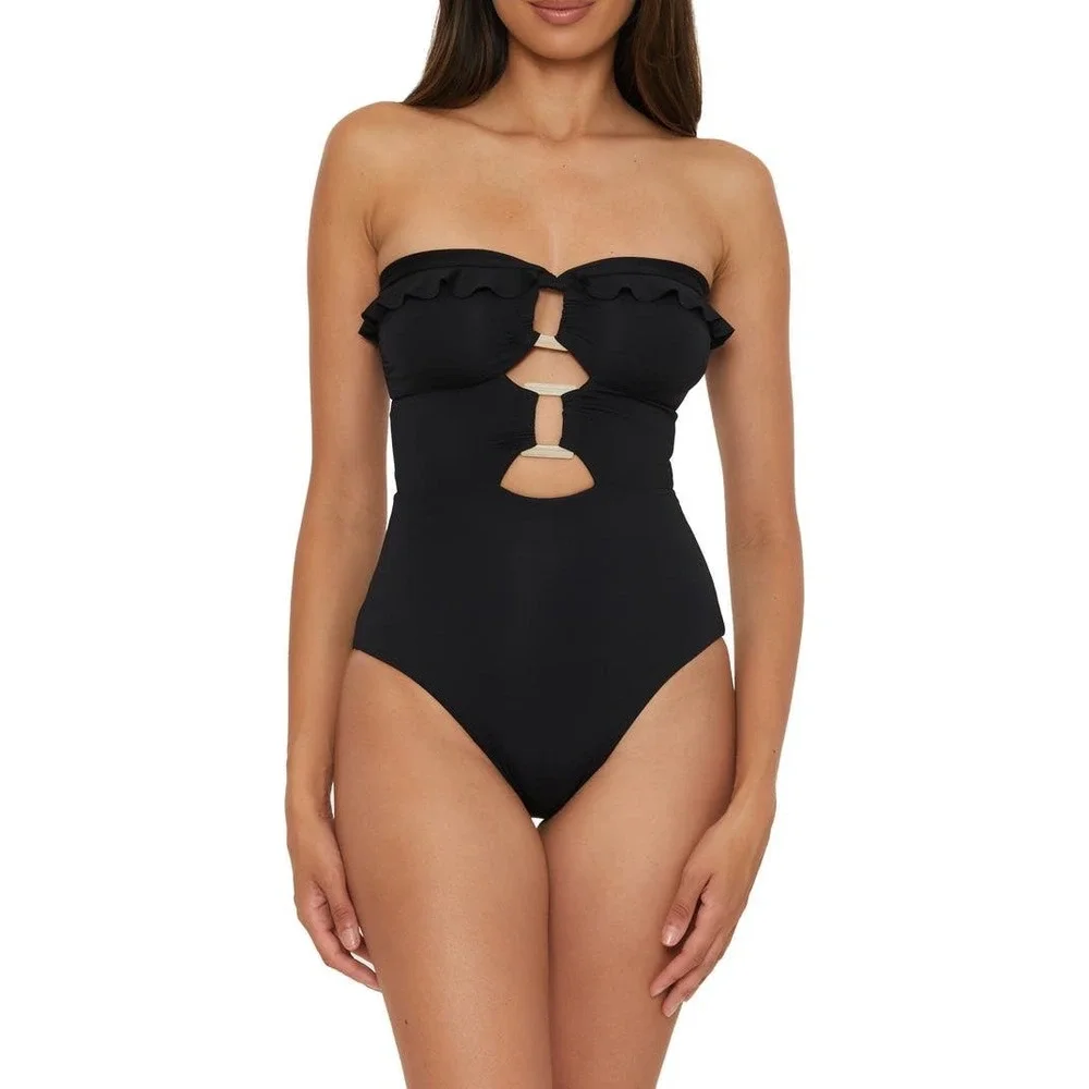 SOLUNA One Piece Two Tone Plastic Buckle Swimsuit Women's Size‎ Medium